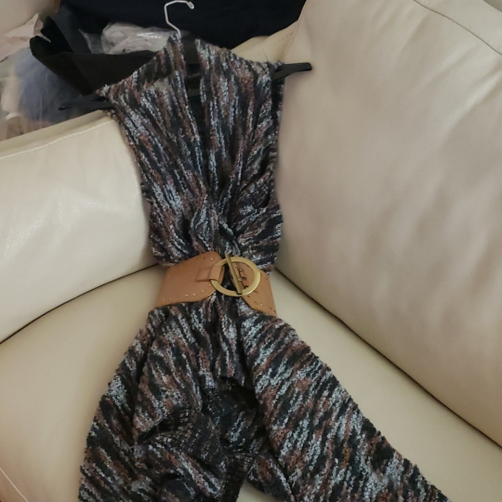 Multi-color blues sweater shawl